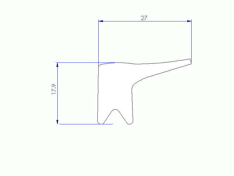 Perfil de Silicona P91605A - formato tipo Labiado - forma irregular