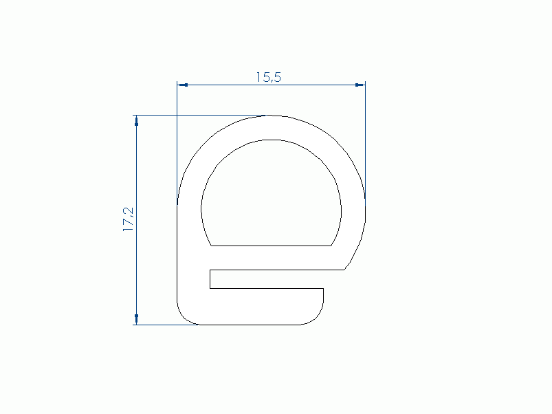 Perfil de Silicona P91608J - formato tipo e - forma irregular