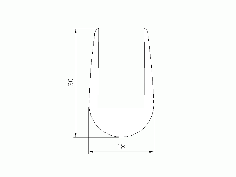 Perfil de Silicona P91864 - formato tipo U - forma irregular