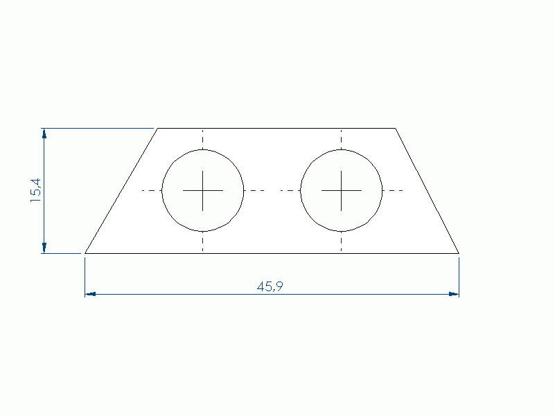 Perfil de Silicona P91885C - formato tipo Doble Agujero - forma irregular