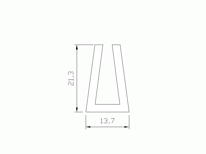 Perfil de Silicona P918A - formato tipo U - forma irregular