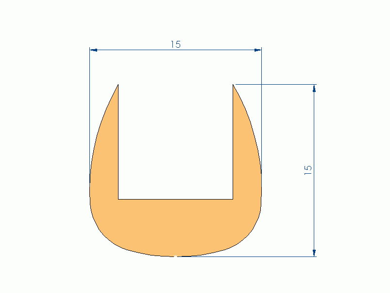 Perfil de Silicona P91924L - formato tipo U - forma irregular