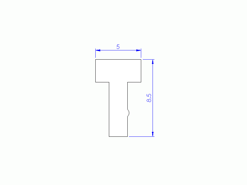 Perfil de Silicona P91946D - formato tipo T - forma irregular
