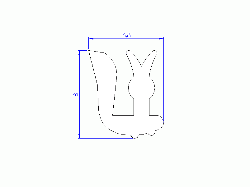 Perfil de Silicona P91946E - formato tipo U - forma irregular