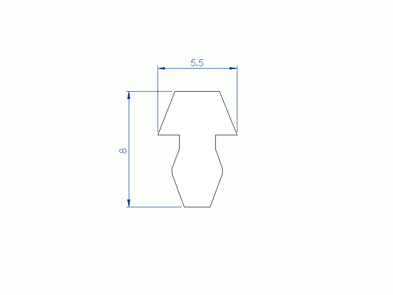 Perfil de Silicona P91946HY - formato tipo T - forma irregular