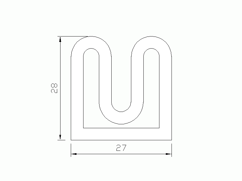 Perfil de Silicona P92013 - formato tipo D - forma irregular