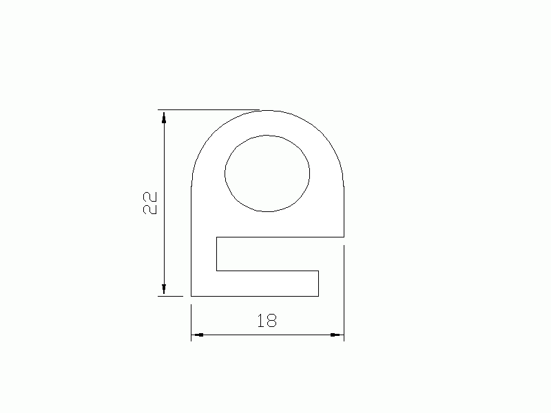 Perfil de Silicona P92270A - formato tipo e - forma irregular