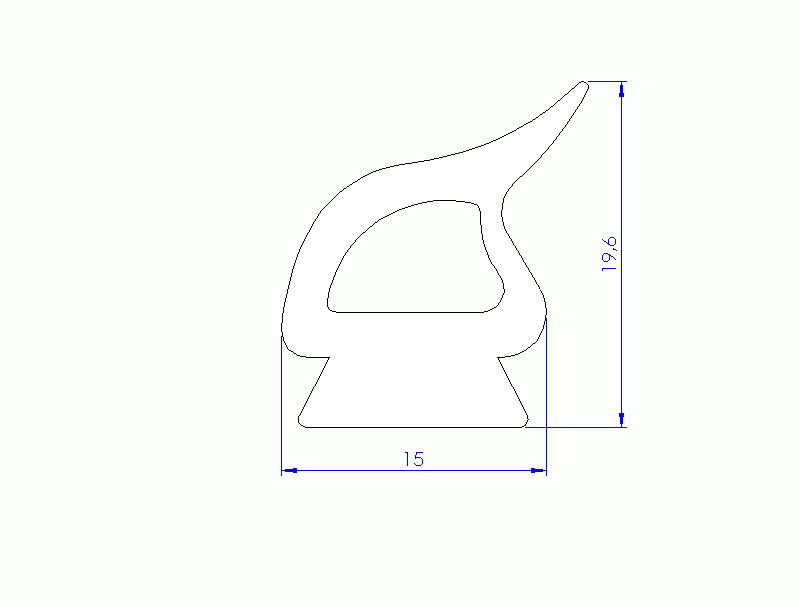 Perfil de Silicona P92577B - formato tipo Doble Agujero - forma irregular