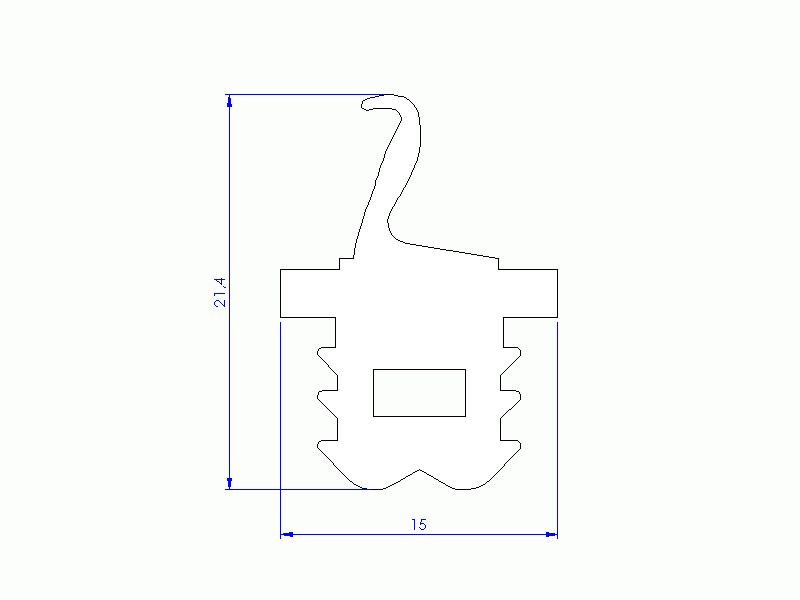 Perfil de Silicona P92577C - formato tipo Doble Agujero - forma irregular