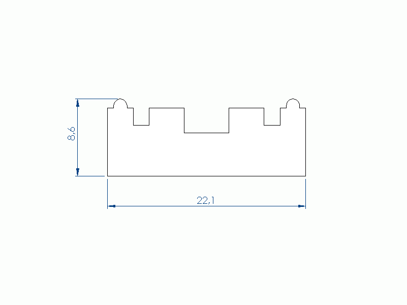 Perfil de Silicona P92989G - formato tipo Trapecio - forma irregular