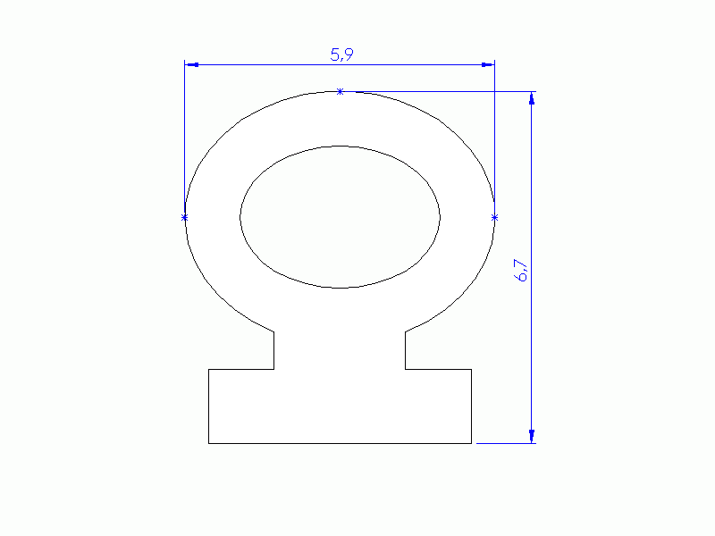 Perfil de Silicona P93227B - formato tipo Lampara - forma irregular