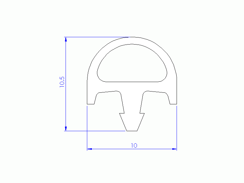 Perfil de Silicona P93230A - formato tipo T - forma irregular