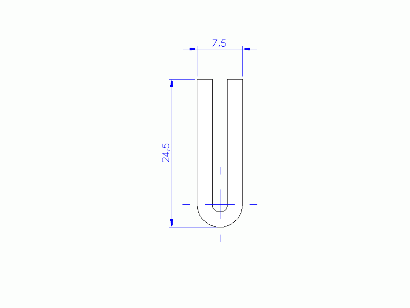 Perfil de Silicona P932D - formato tipo U - forma irregular