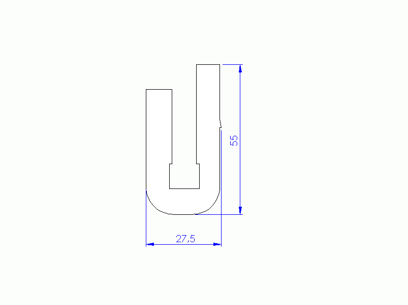 Perfil de Silicona P932I - formato tipo U - forma irregular