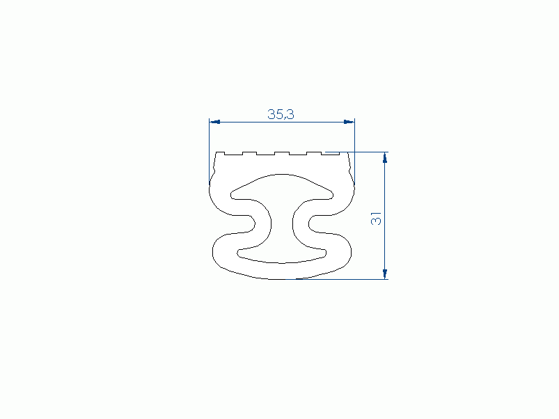 Perfil de Silicona P93395AS - formato tipo D - forma irregular