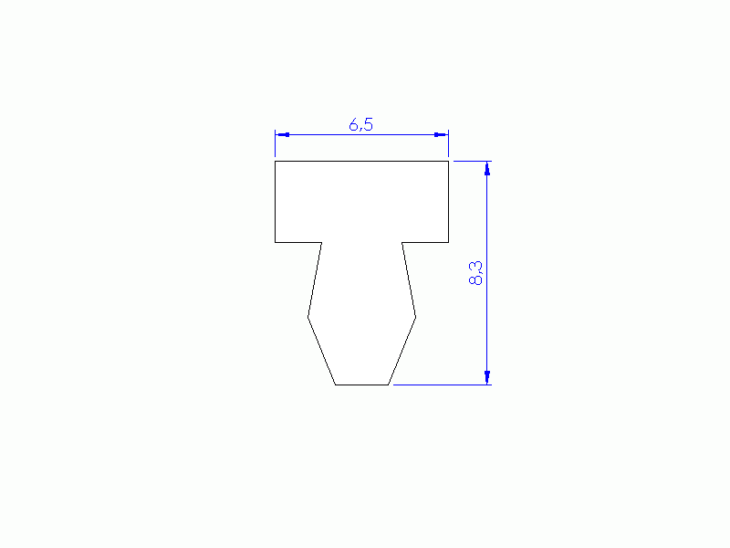 Perfil de Silicona P93469A - formato tipo T - forma irregular