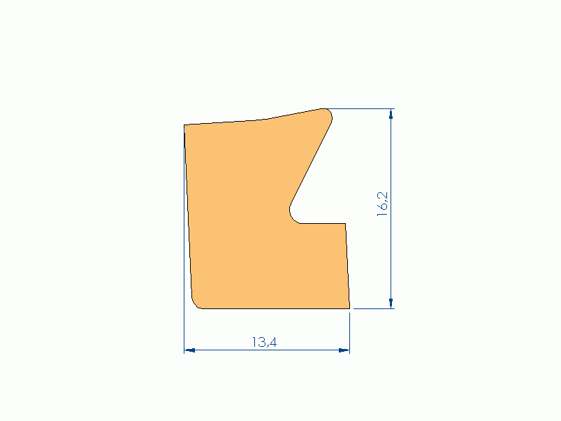 Perfil de Silicona P93522B - formato tipo Labiado - forma irregular