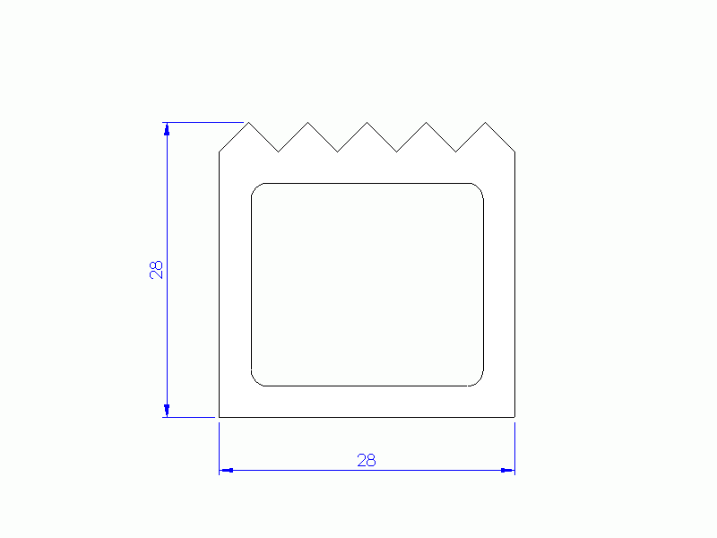 Perfil de Silicona P93524F - formato tipo Trapecio - forma irregular