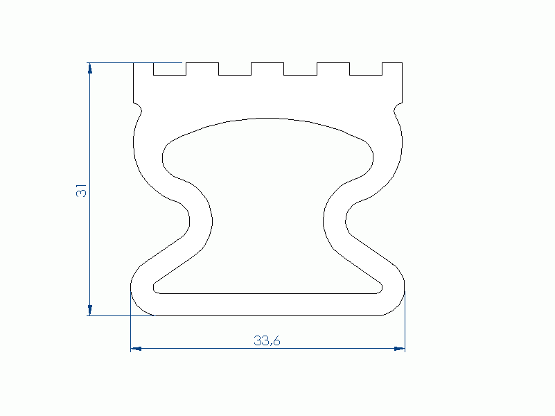 Perfil de Silicona P93524G - formato tipo Trapecio - forma irregular