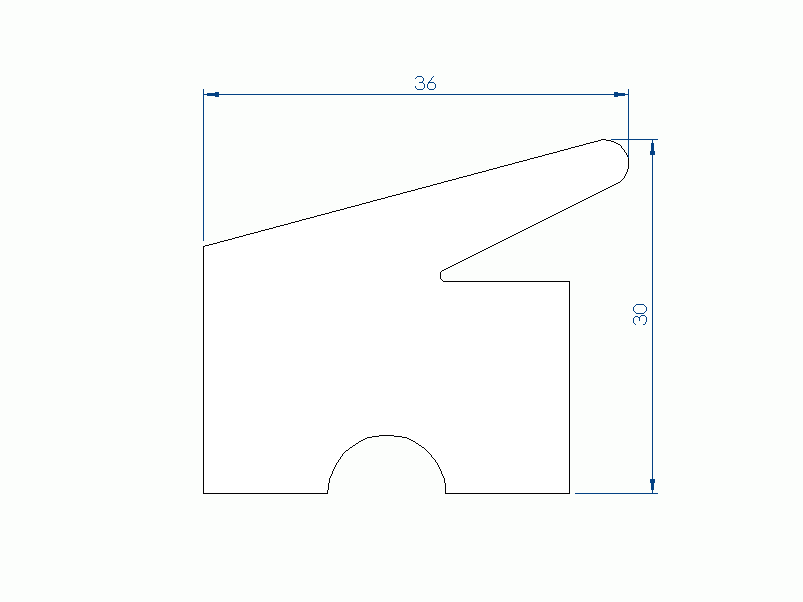 Perfil de Silicona P93539M - formato tipo Labiado - forma irregular