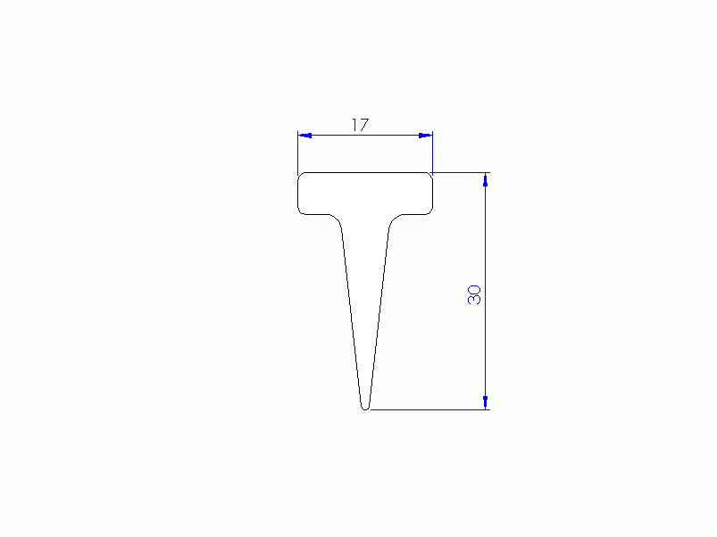 Perfil de Silicona P93711C - formato tipo T - forma irregular