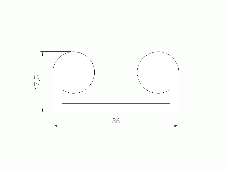 Perfil de Silicona P937C - formato tipo Forma anteojos - forma irregular