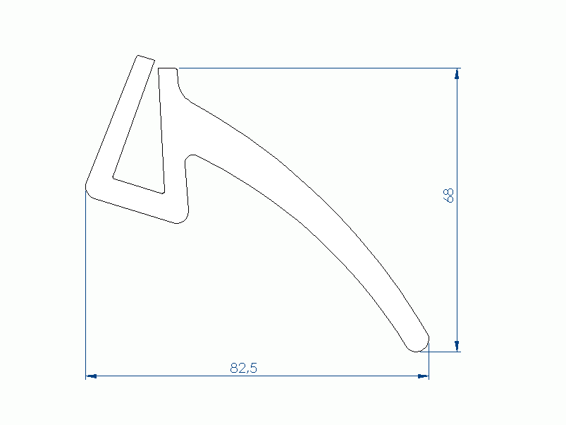 Perfil de Silicona P93830I - formato tipo U - forma irregular