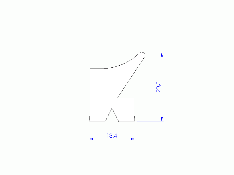 Perfil de Silicona P93991 - formato tipo Labiado - forma irregular