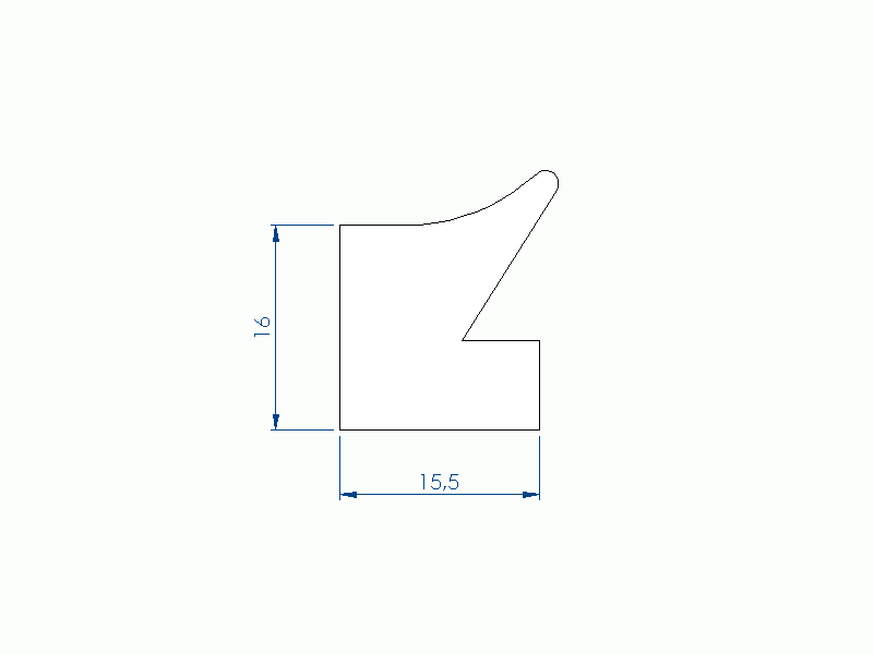 Perfil de Silicona P93991BH - formato tipo Labiado - forma irregular