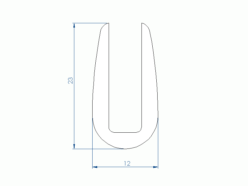 Perfil de Silicona P94123N - formato tipo U - forma irregular