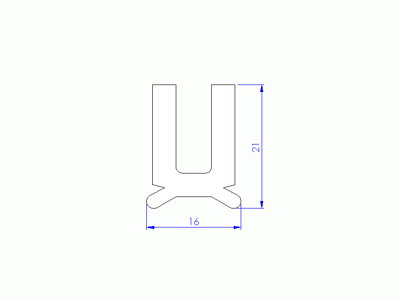 Perfil de Silicona P94213C - formato tipo U - forma irregular