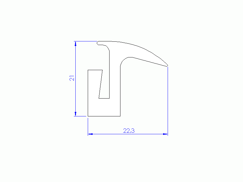 Perfil de Silicona P94239A - formato tipo U - forma irregular