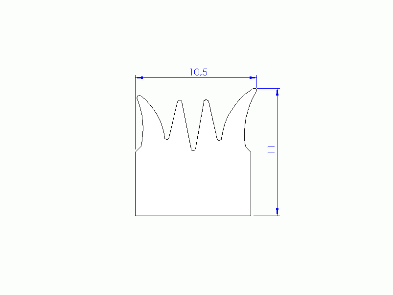 Perfil de Silicona P94454L - formato tipo Cuernos - forma irregular