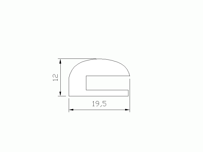 Perfil de Silicona P945A - formato tipo e - forma irregular