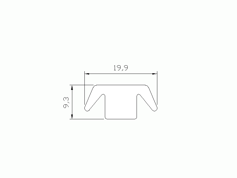 Perfil de Silicona P945B1 - formato tipo T - forma irregular