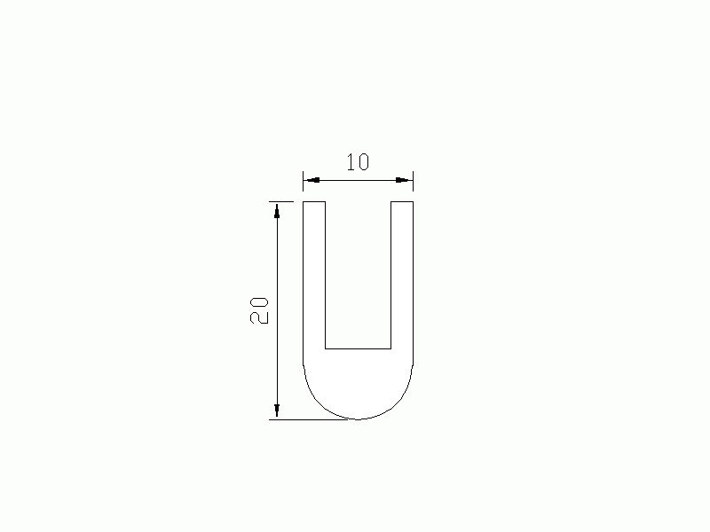 Perfil de Silicona P945BF - formato tipo U - forma irregular