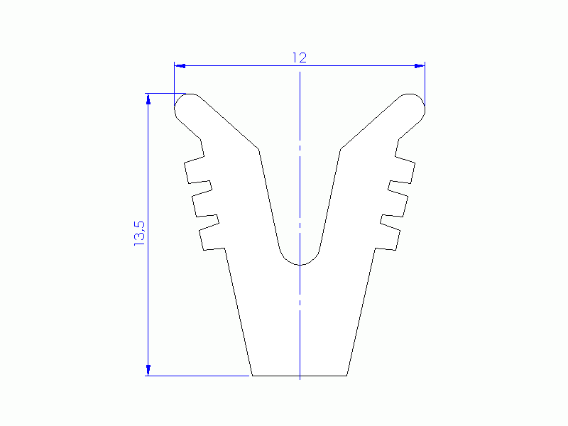 Perfil de Silicona P945CX - formato tipo U - forma irregular