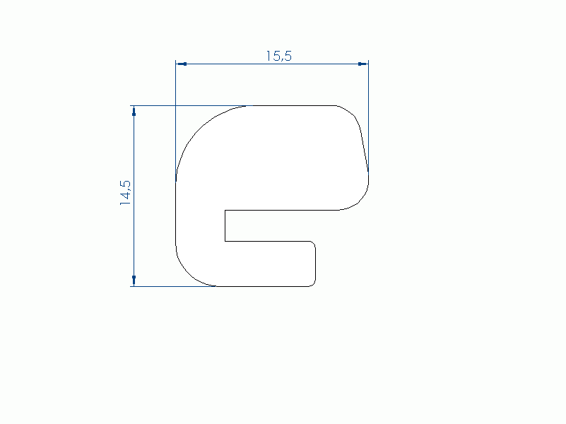 Perfil de Silicona P945EF - formato tipo e - forma irregular