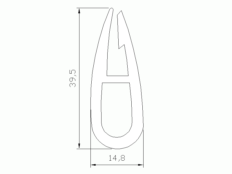 Perfil de Silicona P945G - formato tipo U - forma irregular