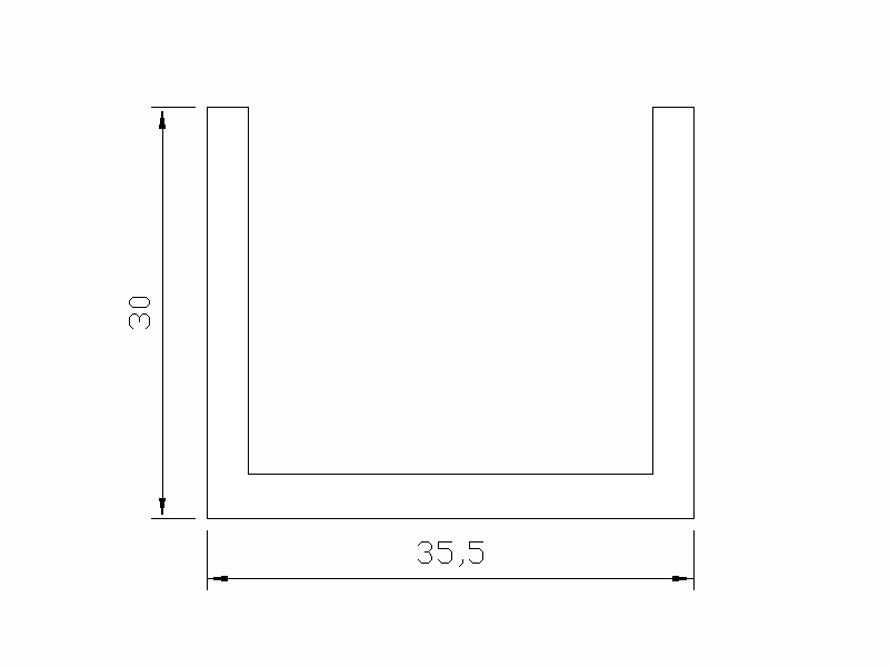 Perfil de Silicona P945R - formato tipo U - forma irregular