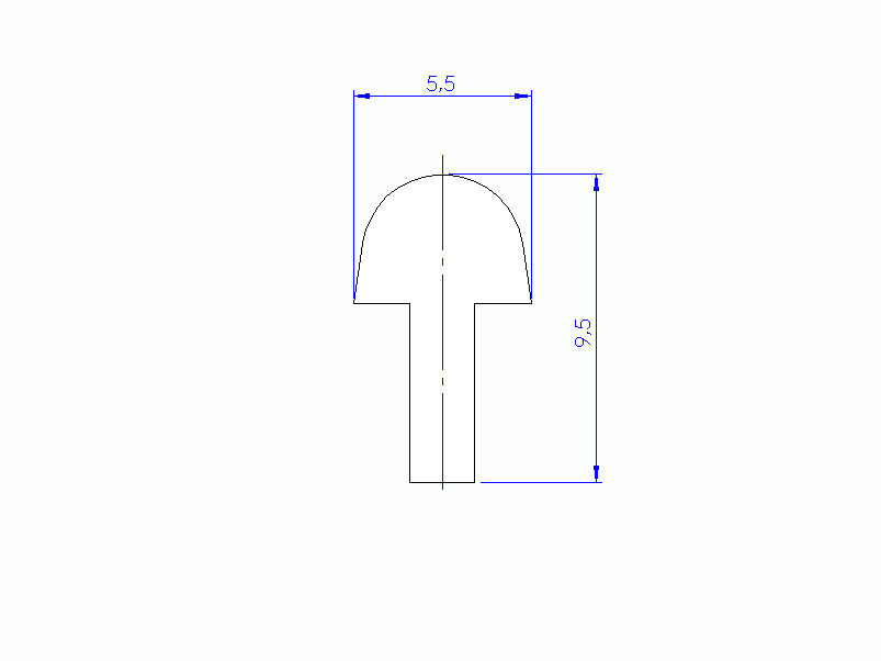 Perfil de Silicona P94674 - formato tipo T - forma irregular