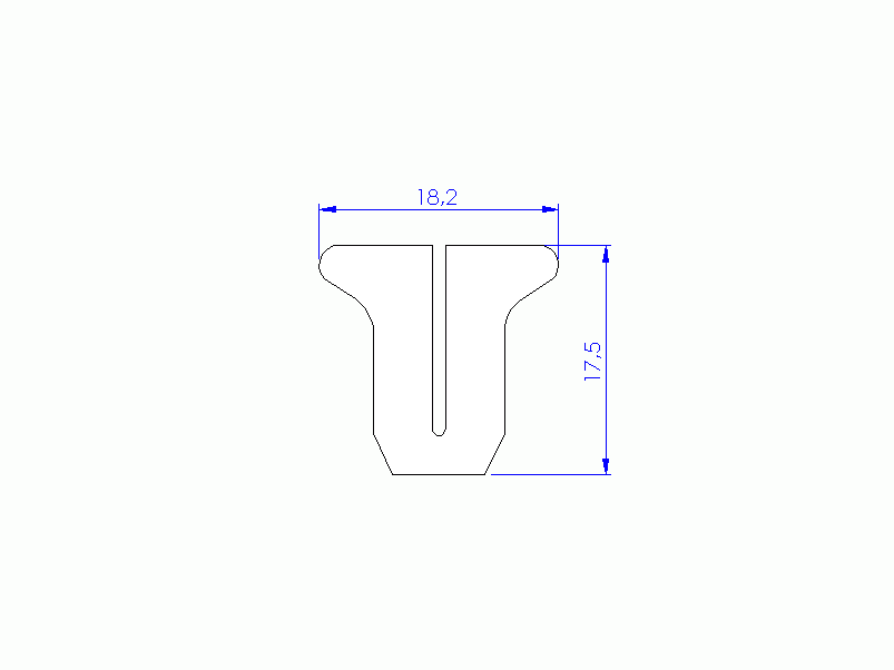 Perfil de Silicona P94683B - formato tipo U - forma irregular