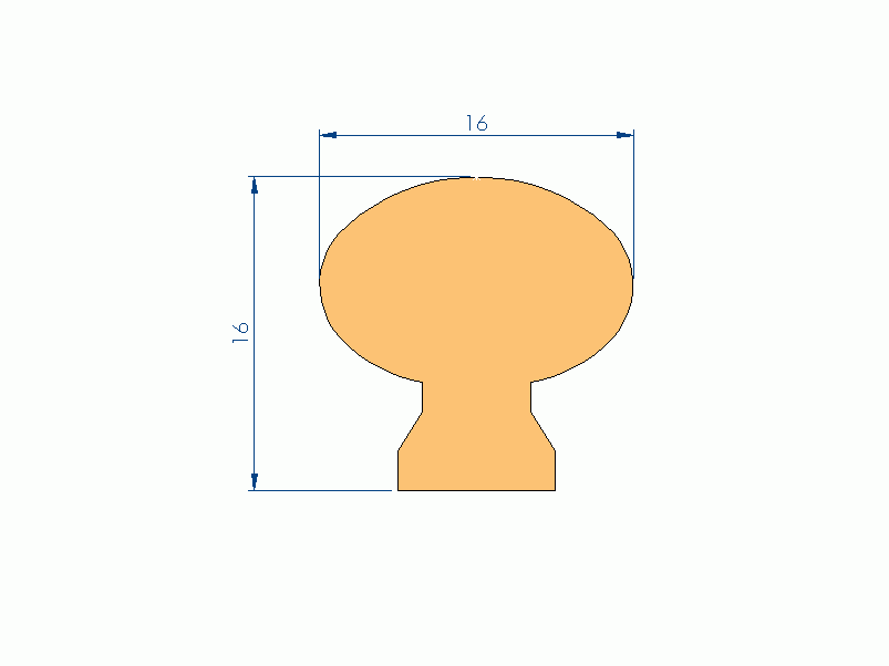 Perfil de Silicona P94683HF - formato tipo D - forma irregular