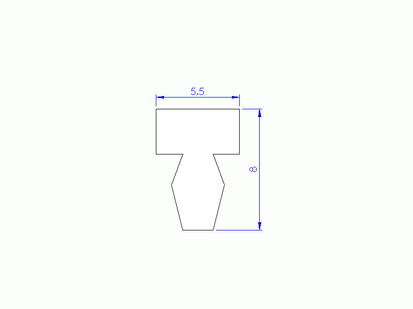 Perfil de Silicona P94850E - formato tipo T - forma irregular