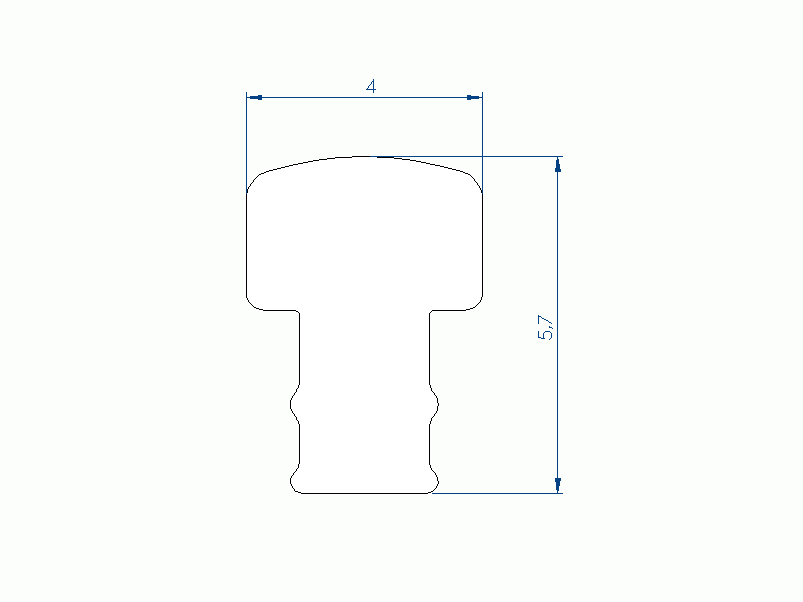 Perfil de Silicona P94850EO - formato tipo T - forma irregular