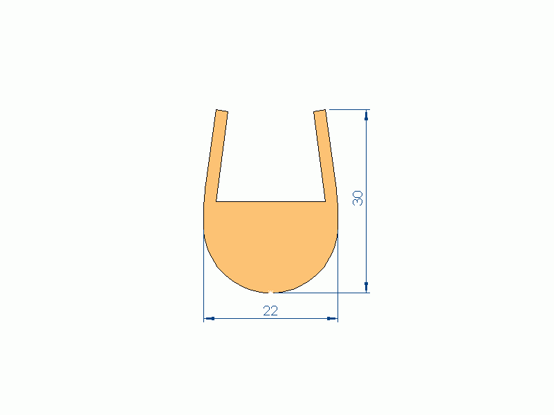 Perfil de Silicona P94850I - formato tipo U - forma irregular