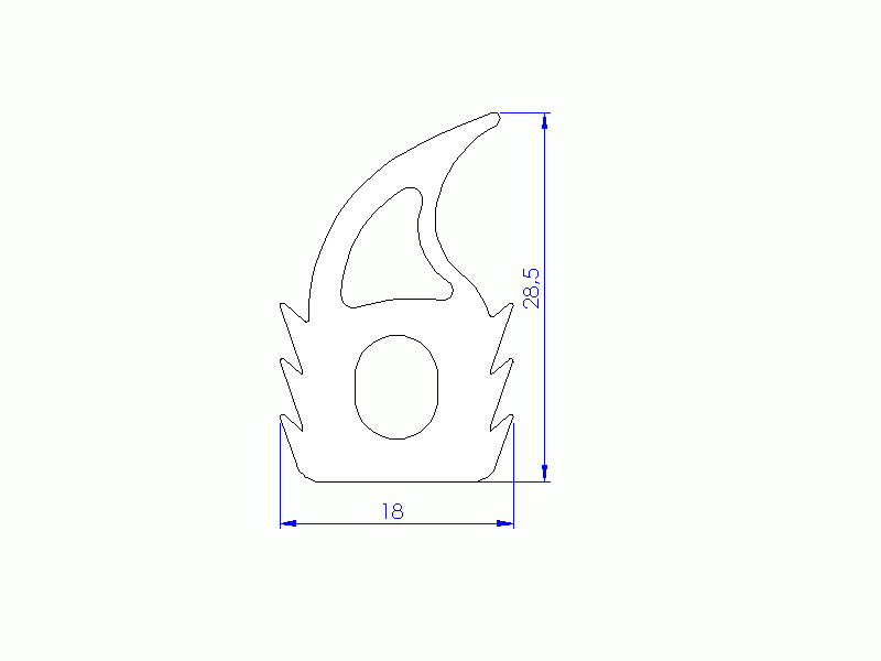 Perfil de Silicona P94926 - formato tipo Doble Agujero - forma irregular