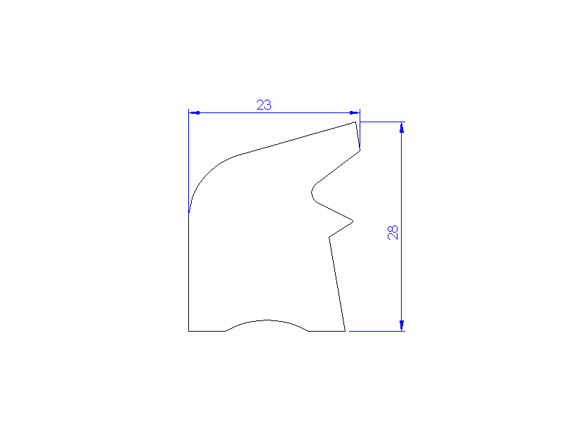 Perfil de Silicona P95021C - formato tipo Labiado - forma irregular