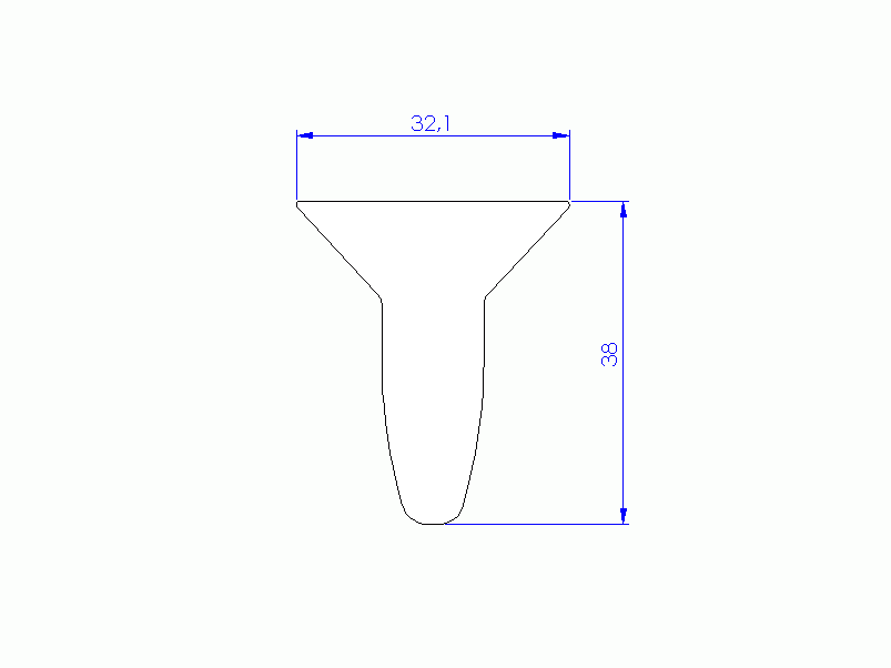 Perfil de Silicona P95125 - formato tipo T - forma irregular