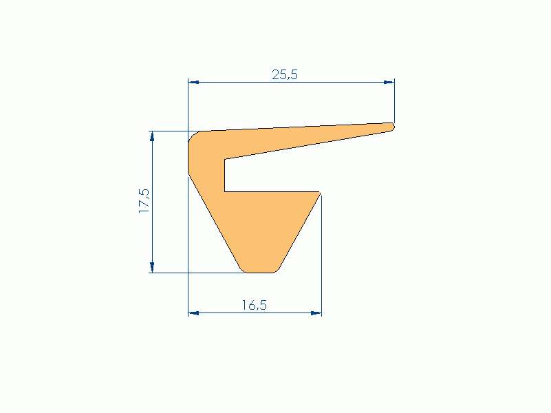 Perfil de Silicona P95127 - formato tipo U - forma irregular